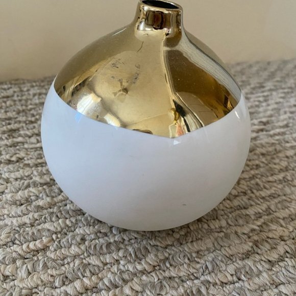 CANVAS HOME SPHERE BUBBLE WHITE GOLD DIPPED MINI VASE - Picture 5 of 8